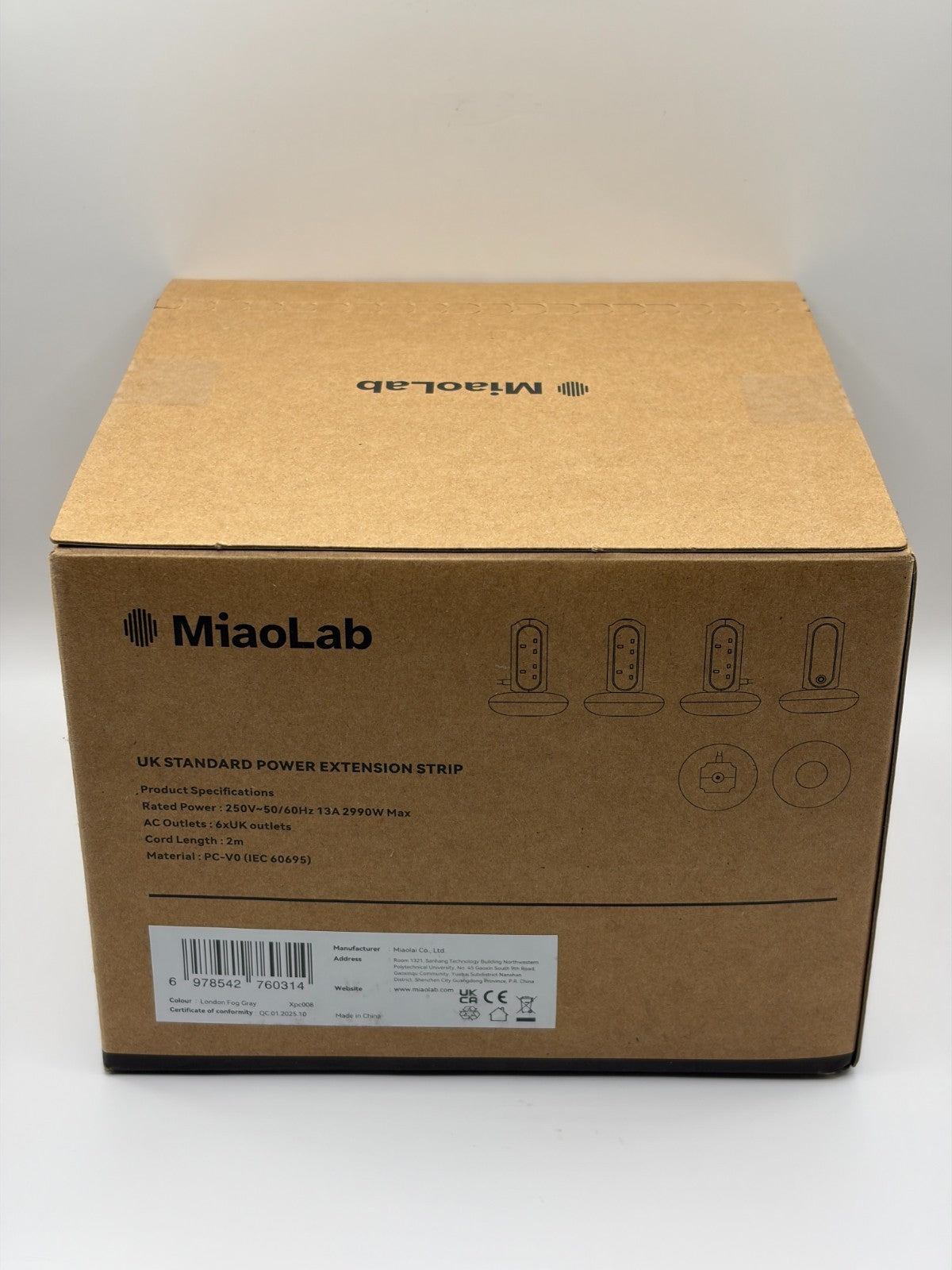 MiaoLab XPC008-UK Tower Power Strip with 6 AC 2990W Brand New Sealed