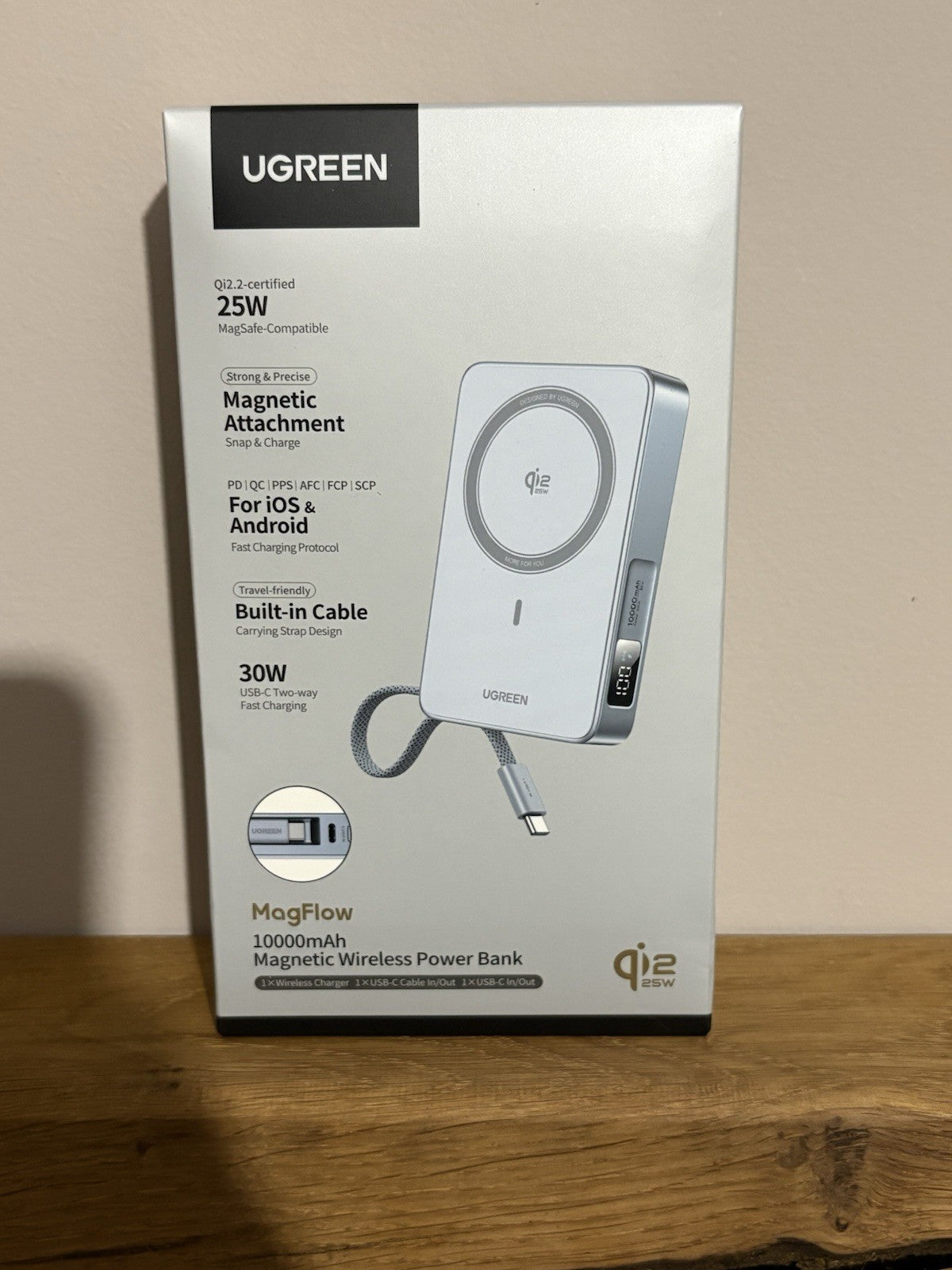UGREEN MagFlow MagSafe Power Bank Qi2 25W Wireless Fast Charging 10000mAh