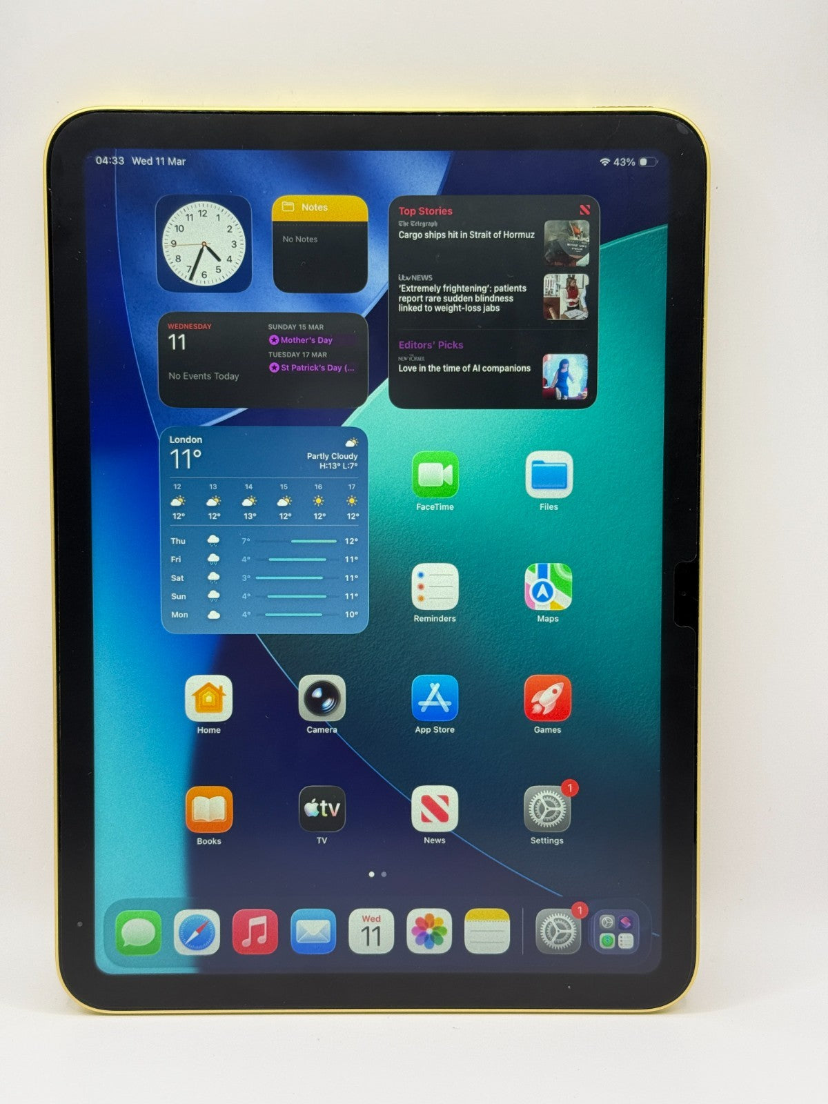 Apple Ipad 10th Generation 64GB Wi-Fi 10.9in Yellow Excellent Condition