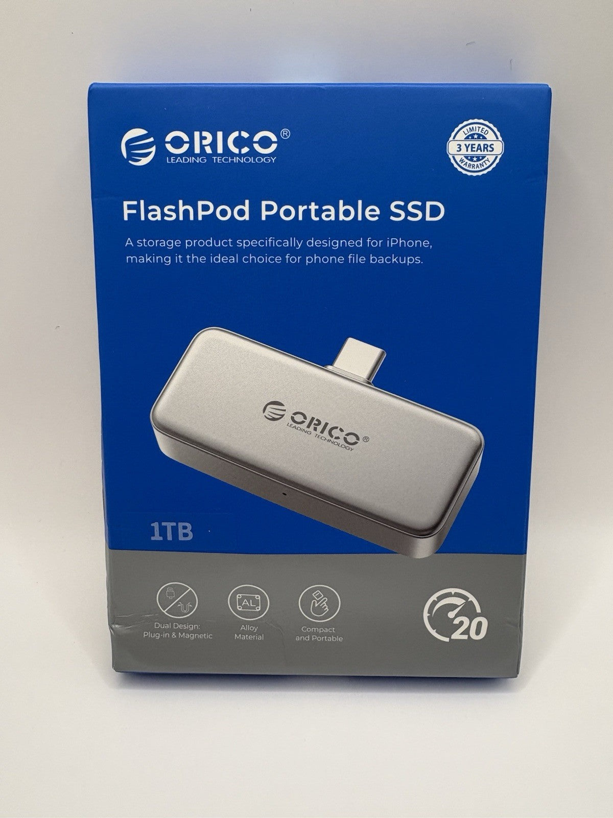 ORICO FlashPod 1TBMagnetic Portable SSD Up to 2000MB/s iPhone Tablet Laptop