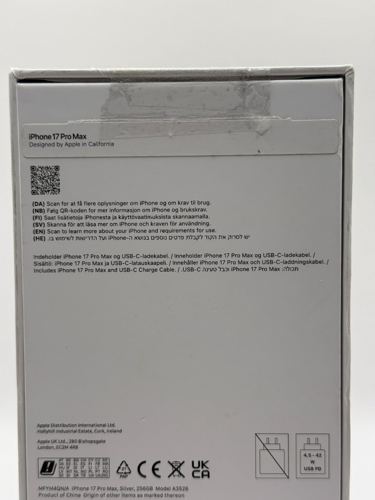 Apple Iphone 17 Pro Max 5G 256GB Silver Unlocked Boxed Very Good Condition