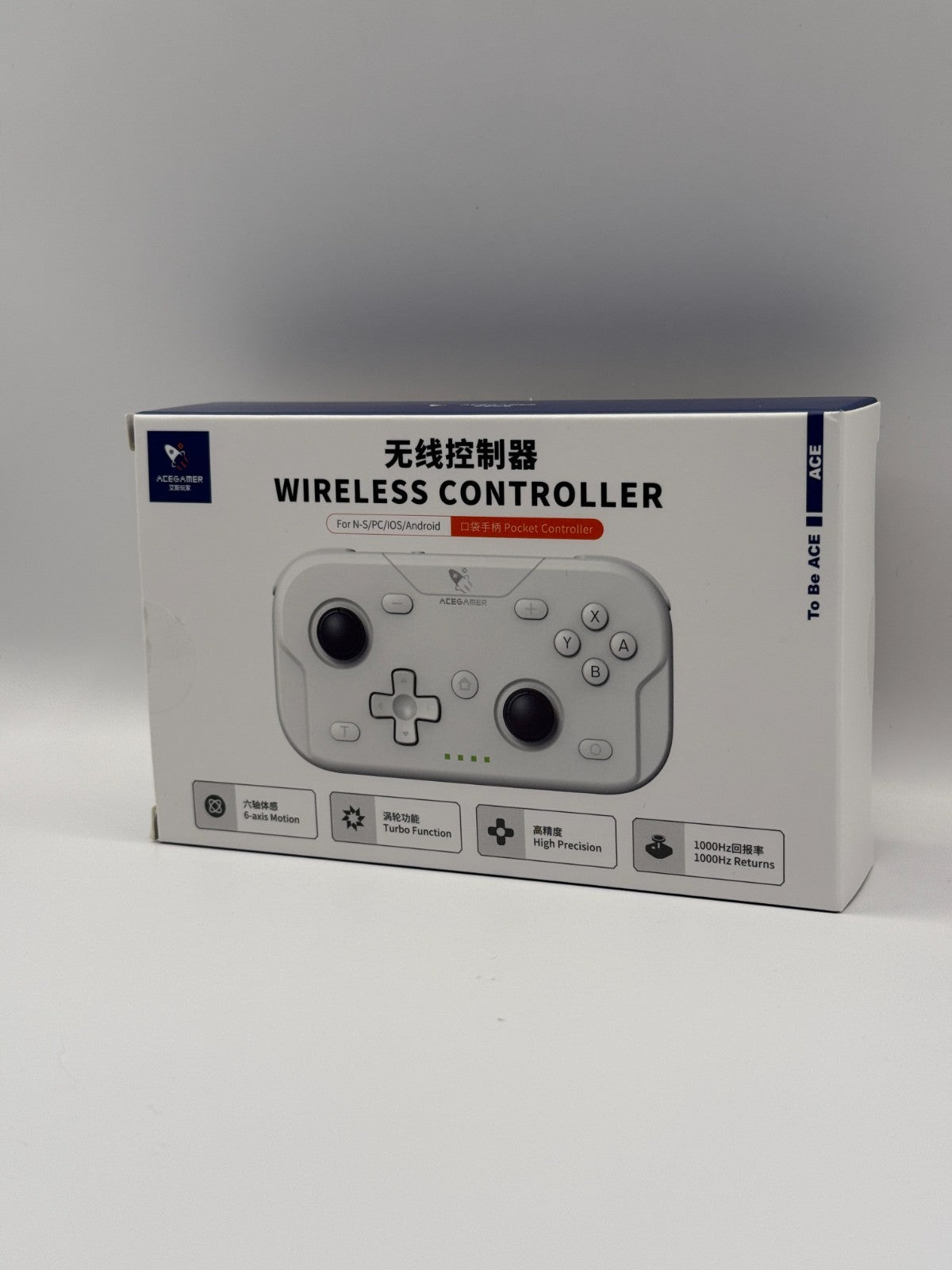 AceGamer T50 Wireless Pocket Controller White Opened Never Used Pc Mac Mobile NS