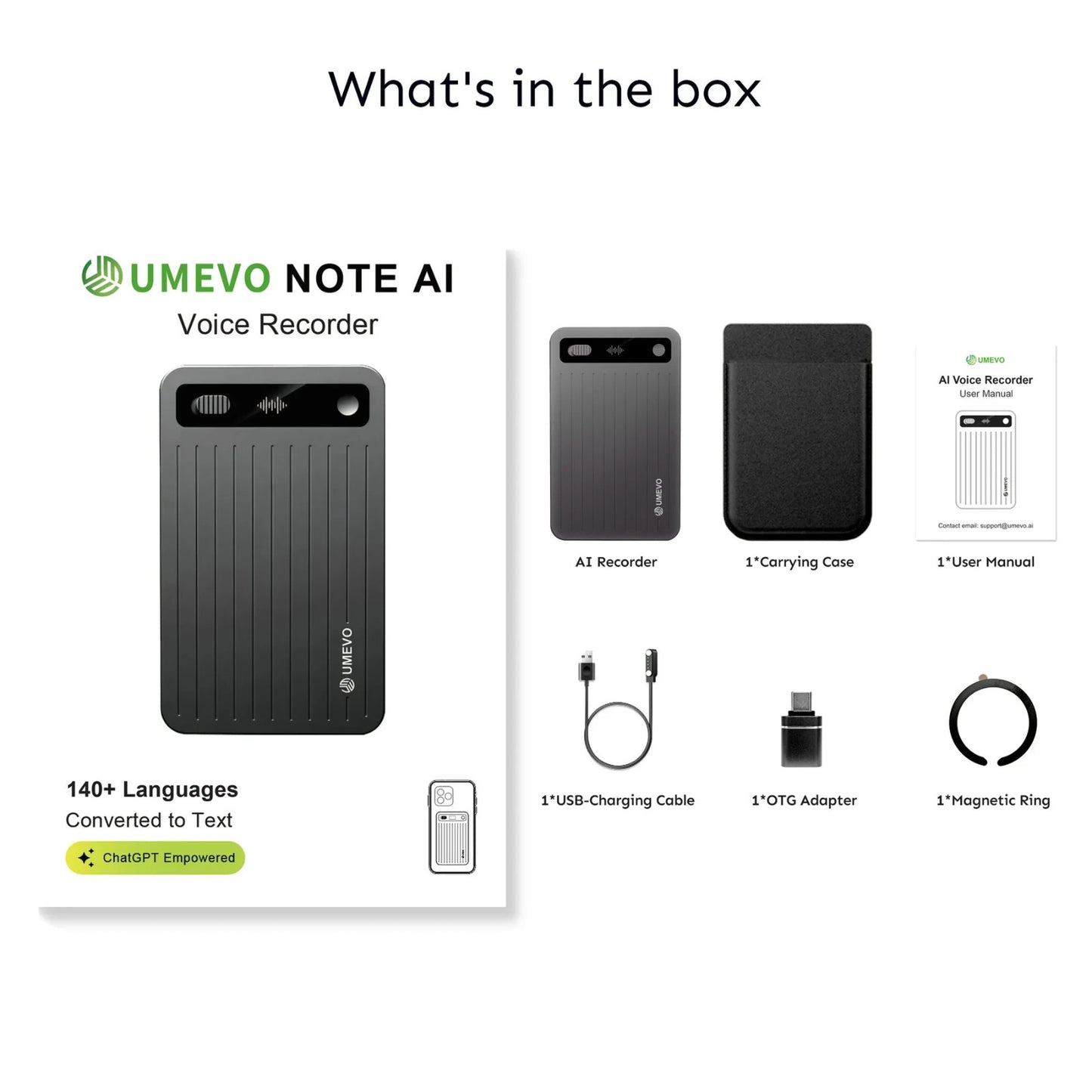Umevo Note Plus Magnetic AI Powered Voice Recorder Opened Never Used Rose Gold