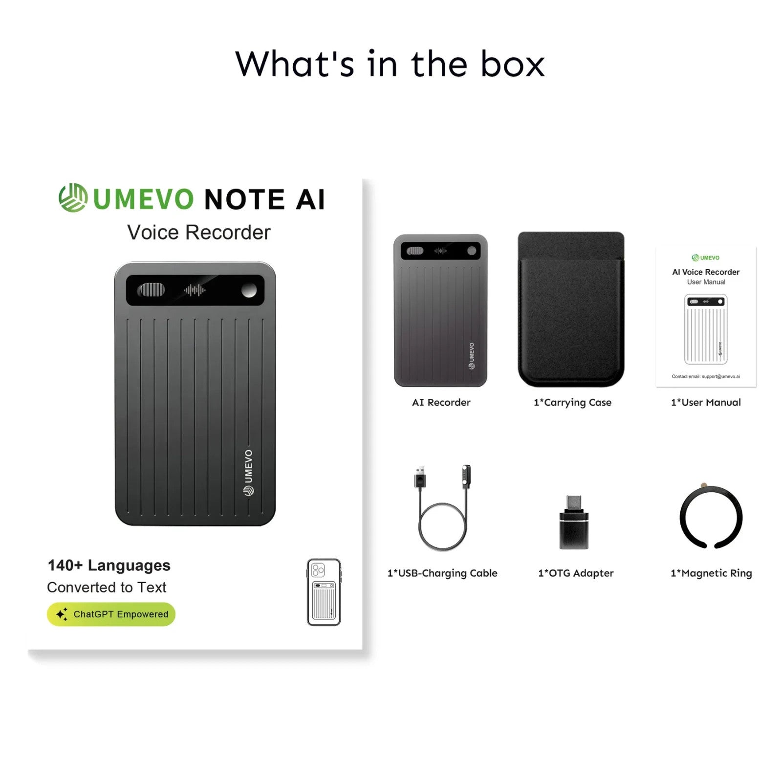 Umevo Note Plus Magnetic AI Powered Voice Recorder Opened Never Used Rose Gold