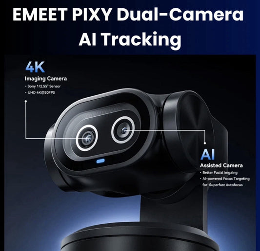 Emeet Pixy with Sony Sensor 4K Dual-Camera AI Tracking Webcam Gesture Control