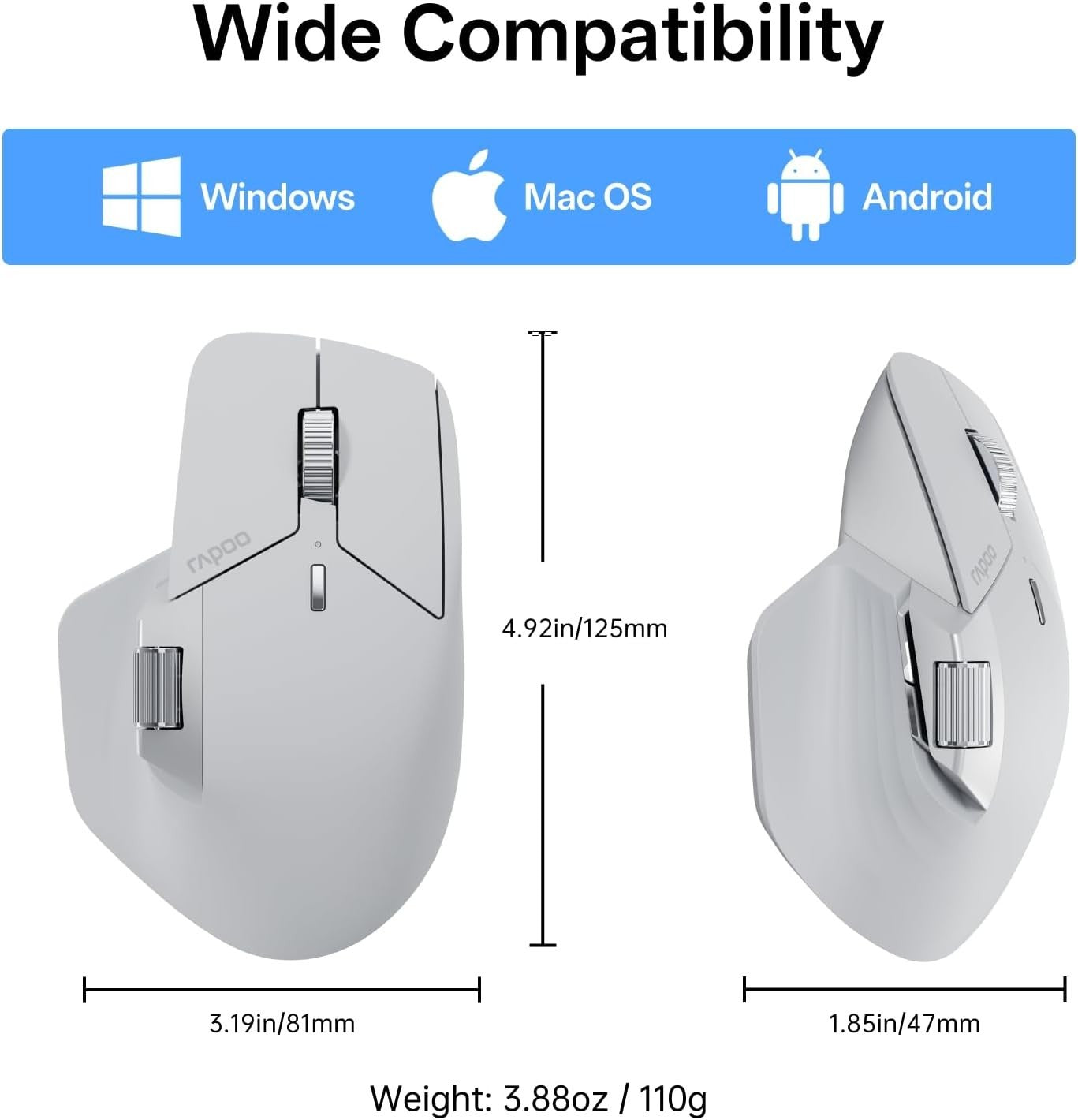 RAPOO MT760 PRO Wireless Mouse 12K DPI Bluetooth 120 Days Battery 7 Devices