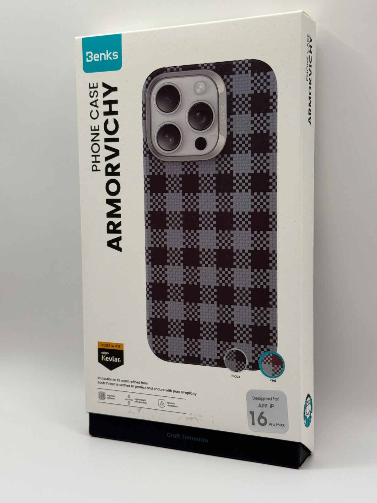 Benks ArmorVichy Kevlar Case Made With Kevlar For Iphone 16 Pro Max Red