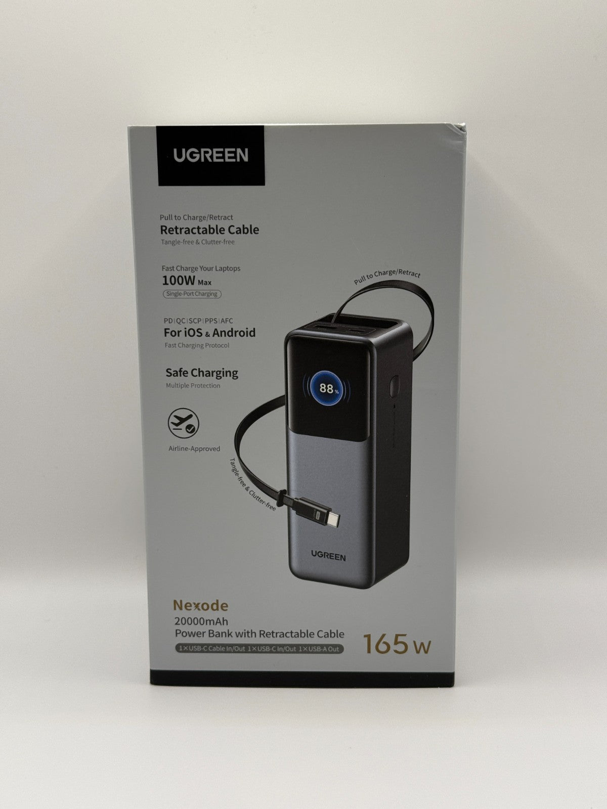 Ugreen nexode 20000 mah 165w Power Bank Retractable Cable New Sealed