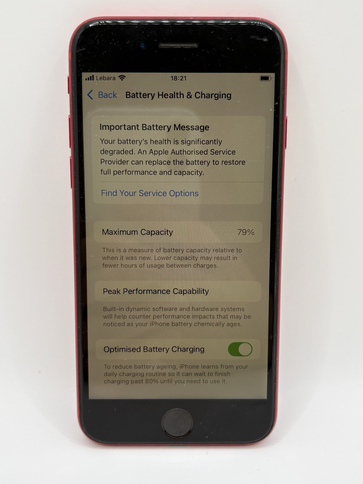 Apple iPhone SE 2nd Gen 64GB Red Unlocked A2296 79% Battery Boxed