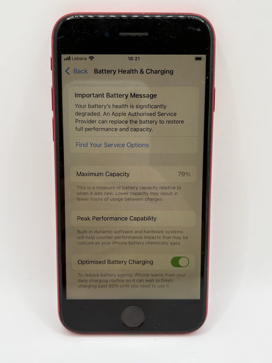 Apple iPhone SE 2nd Gen 64GB Red Unlocked A2296 79% Battery Boxed