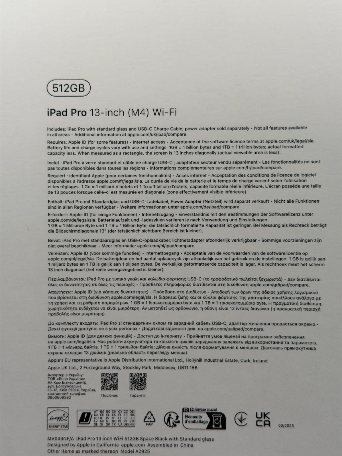 Apple Ipad Pro M4 2024 13-inch Wi-Fi 512GB Space Black Boxed Excellent Condition