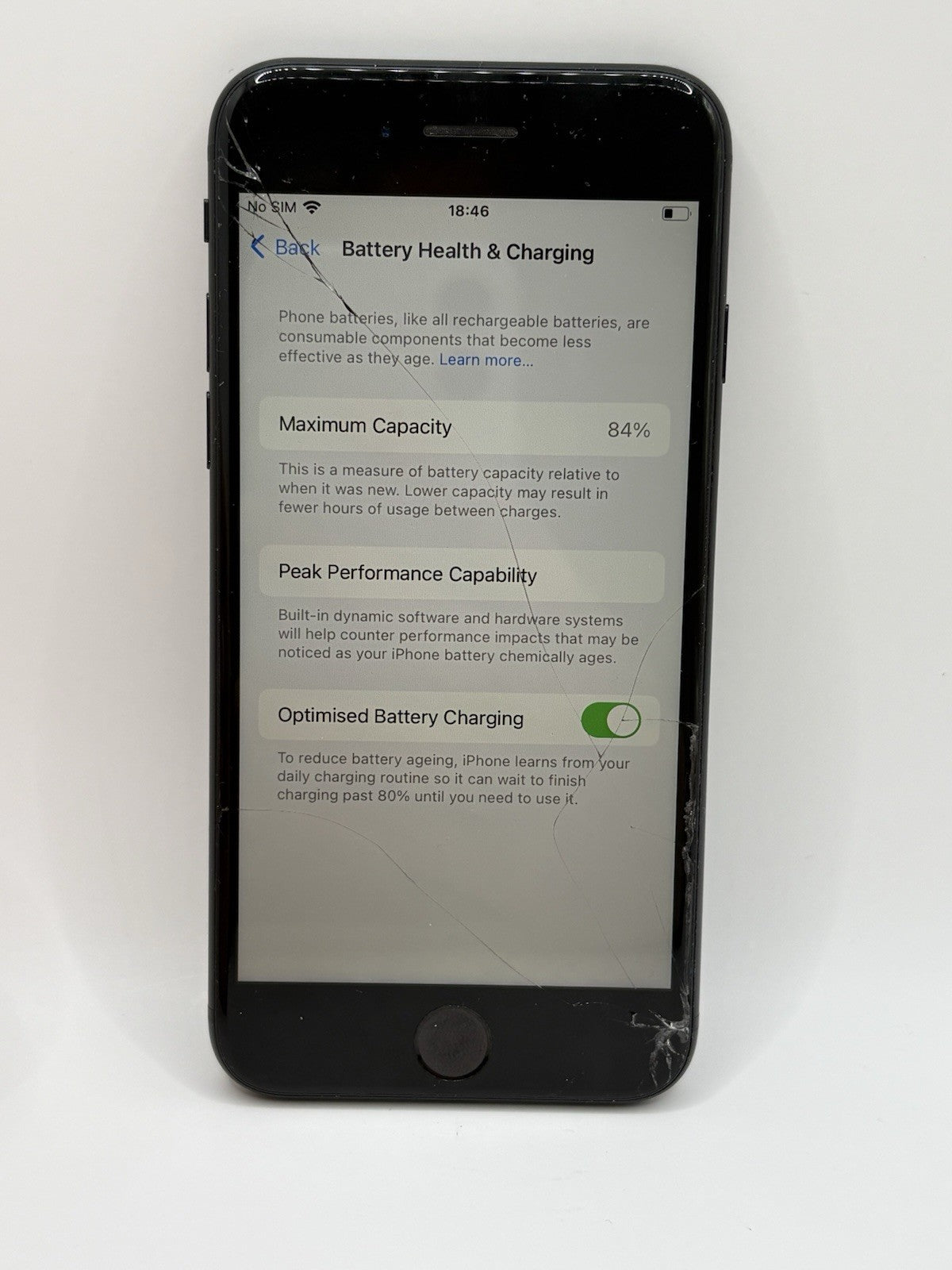 Apple iPhone SE 2nd Gen 64GB Black Unlocked A2296 Cracked Screen