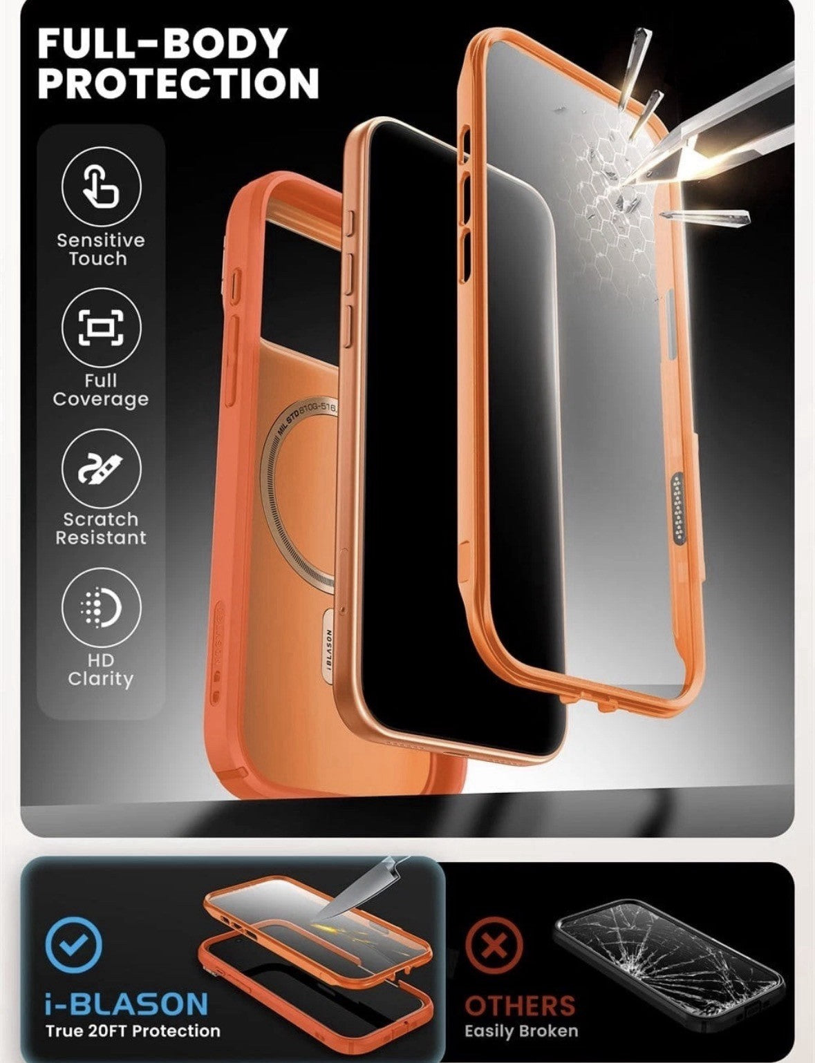 i-Blason Premium Wireless Case iPhone 17 Pro Max Full-Body Shockproof Cover