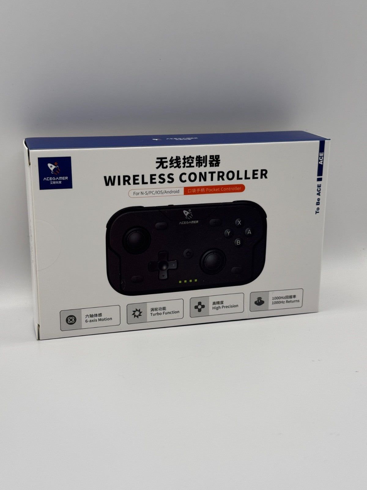 AceGamer T50 Wireless Pocket Controller Black Opened Never Used Pc Mac Mobile NS