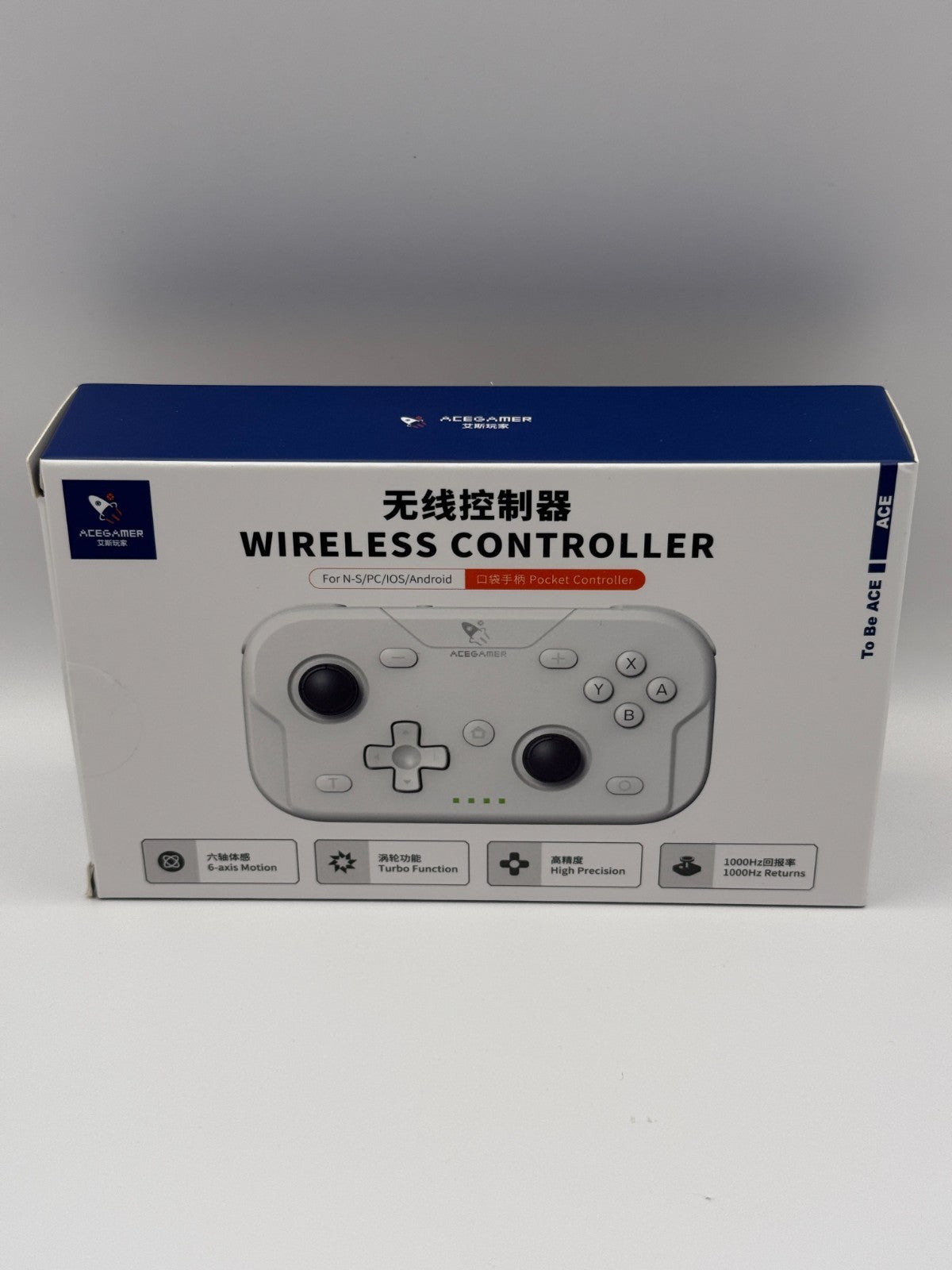 AceGamer T50 Wireless Pocket Controller White Opened Never Used Pc Mac Mobile NS