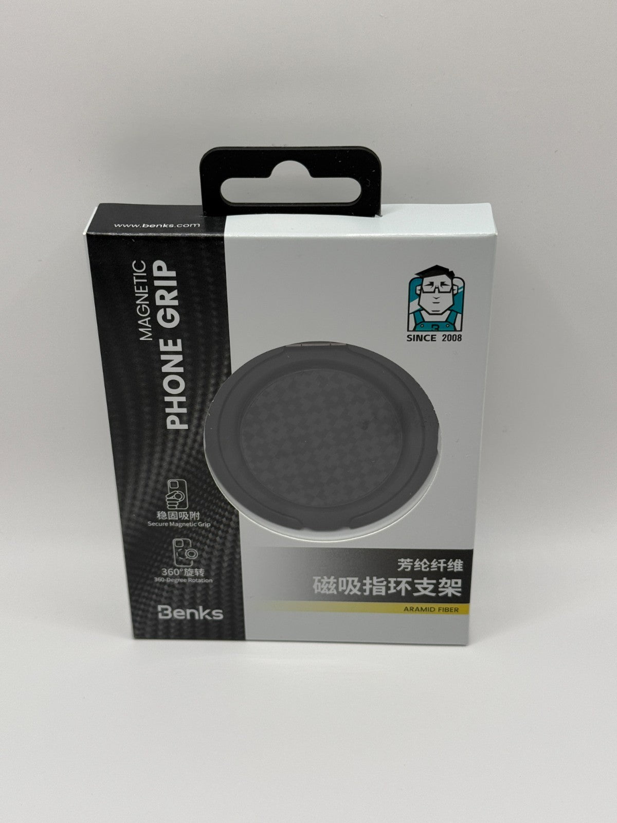 Benks ArmorPop Phone Grip & Stand Aramid Fiber Magnetic Black Sealed New