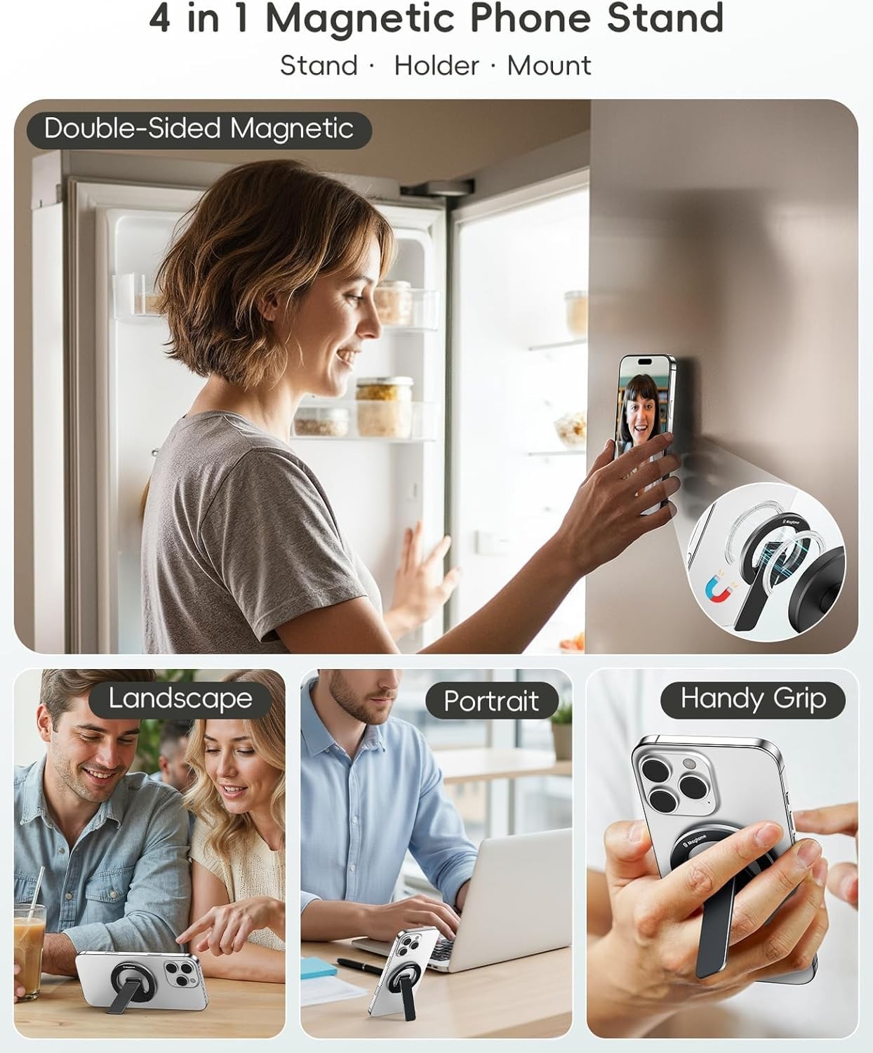 Magtame Magnetic Phone Stand Grip Double Sided Strong Magnetic Holder Black New