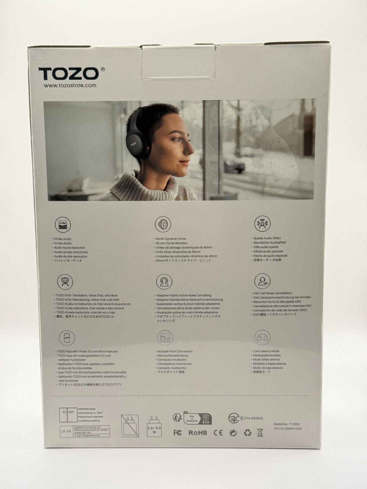 TOZO HT3 Bluetooth Headphones Active Noise Cancelling AI Black Sealed Brand New