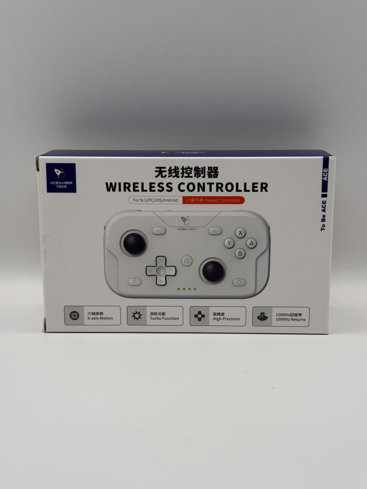 AceGamer T50 Wireless Pocket Controller White Opened Never Used Pc Mac Mobile NS
