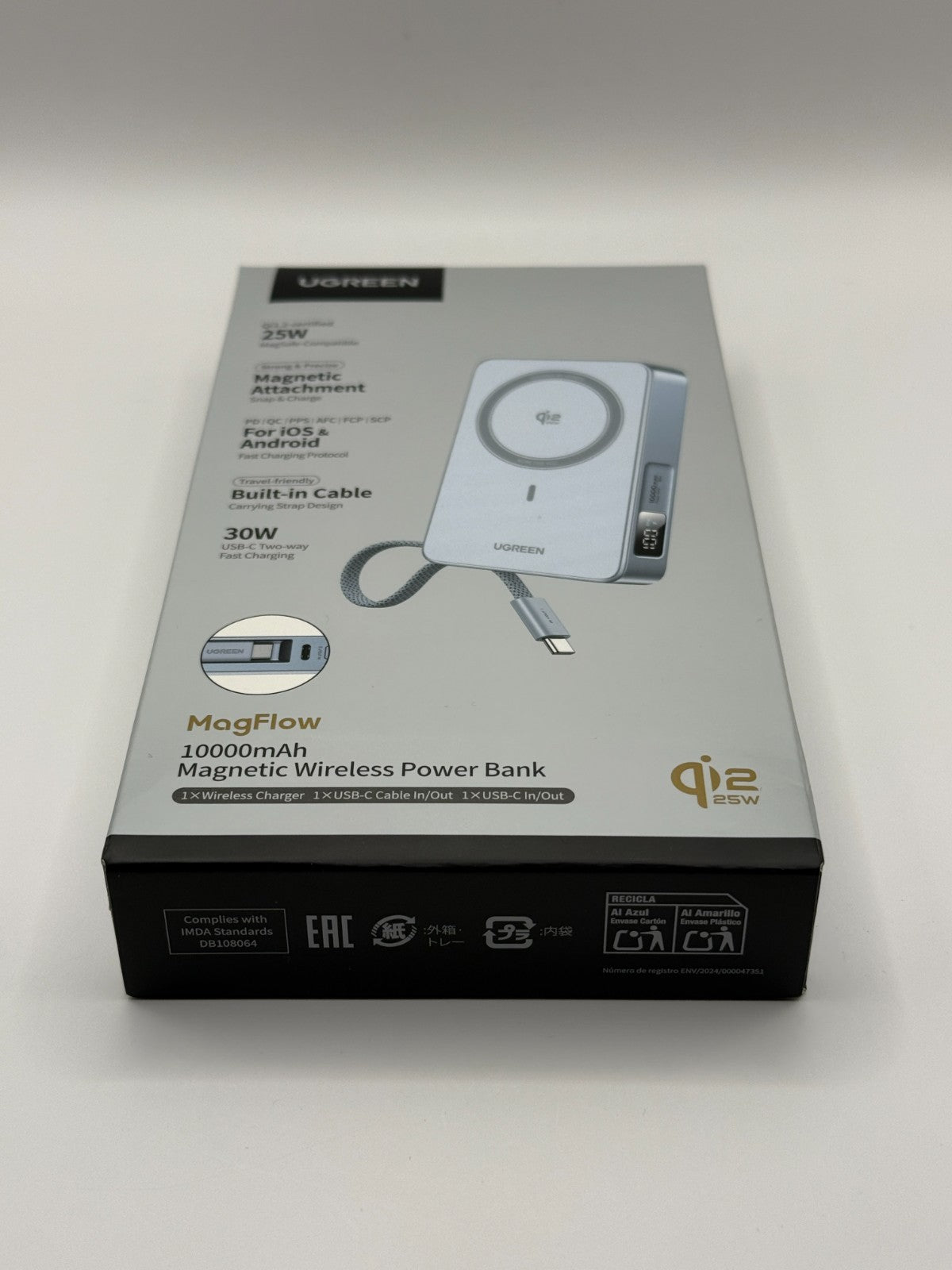 Ugreen MagFlow For MagSafe Power Bank Qi2 25W Wireless Fast Charging 10000mAh