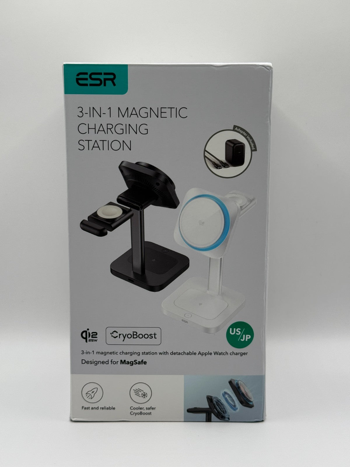 ESR 3 in 1 Wireless Charging Station CryoBoost 25W iPhone Watch AirPods Black