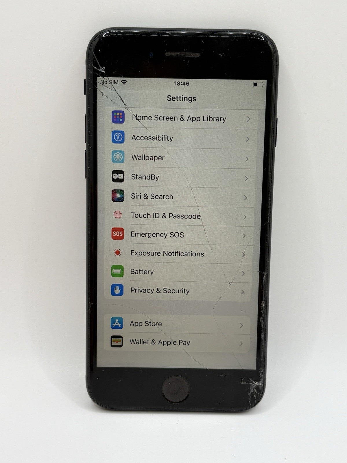 Apple iPhone SE 2nd Gen 64GB Black Unlocked A2296 Cracked Screen