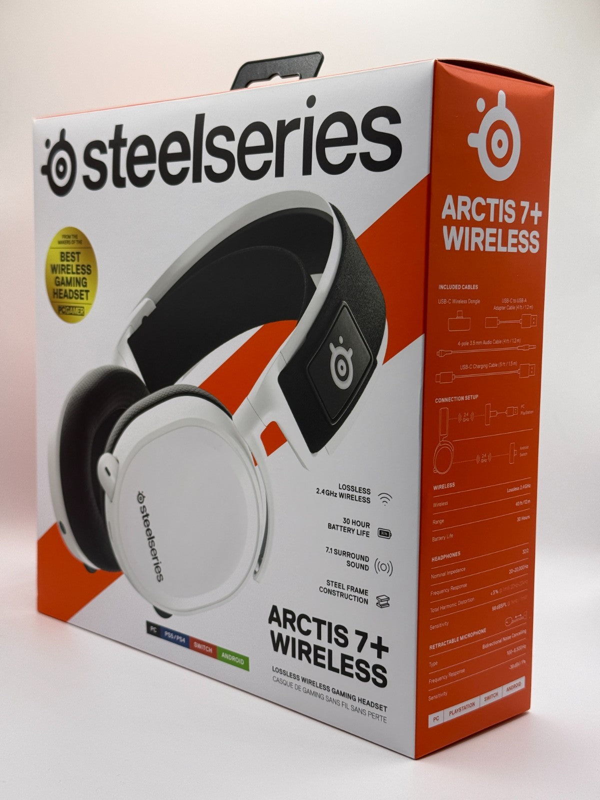 SteelSeries Arctis 7 Plus Wireless Gaming Headset White Opened Never Used