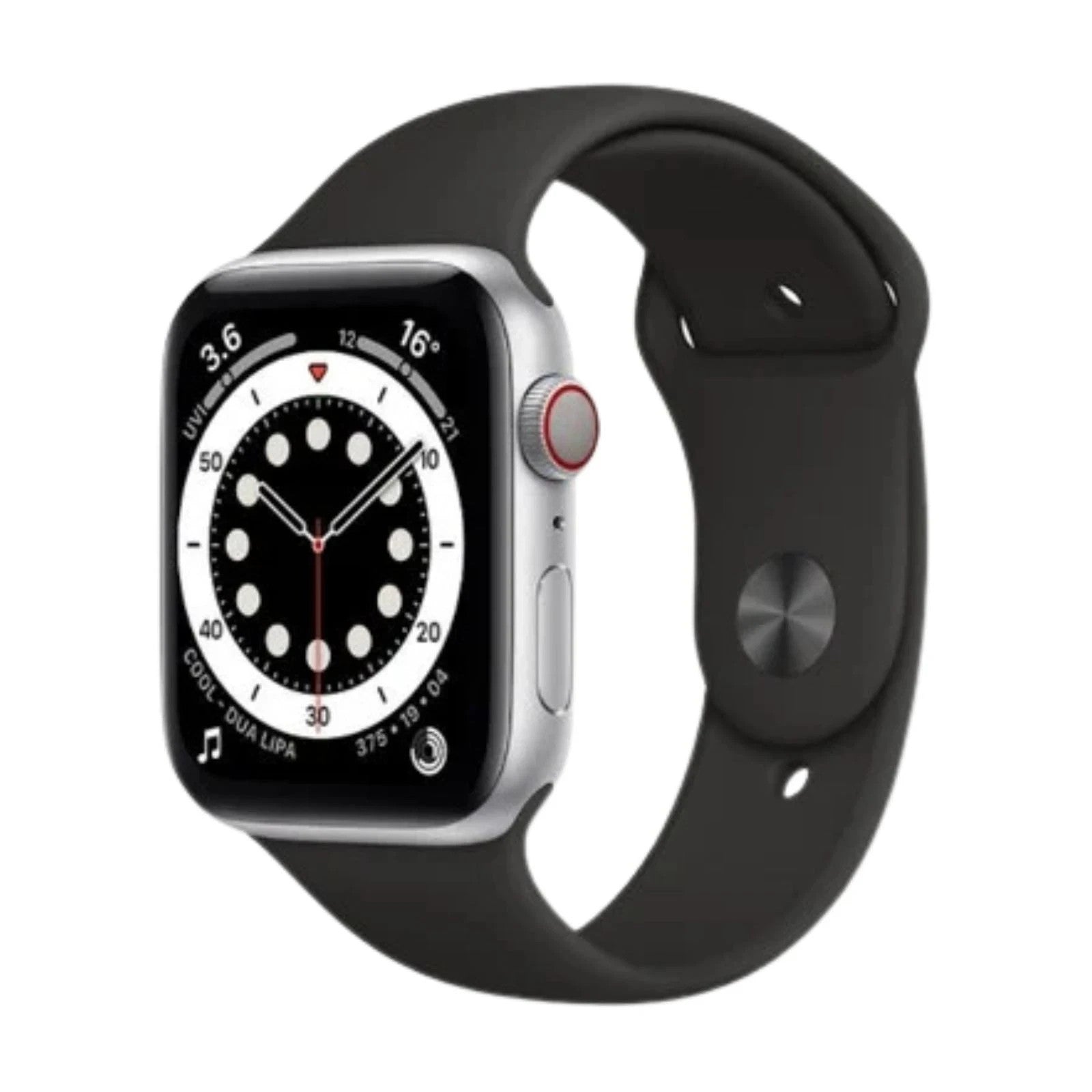 Apple Watch Series 6 40mm Gps And Cellular Silver Black Sport Band Very Good