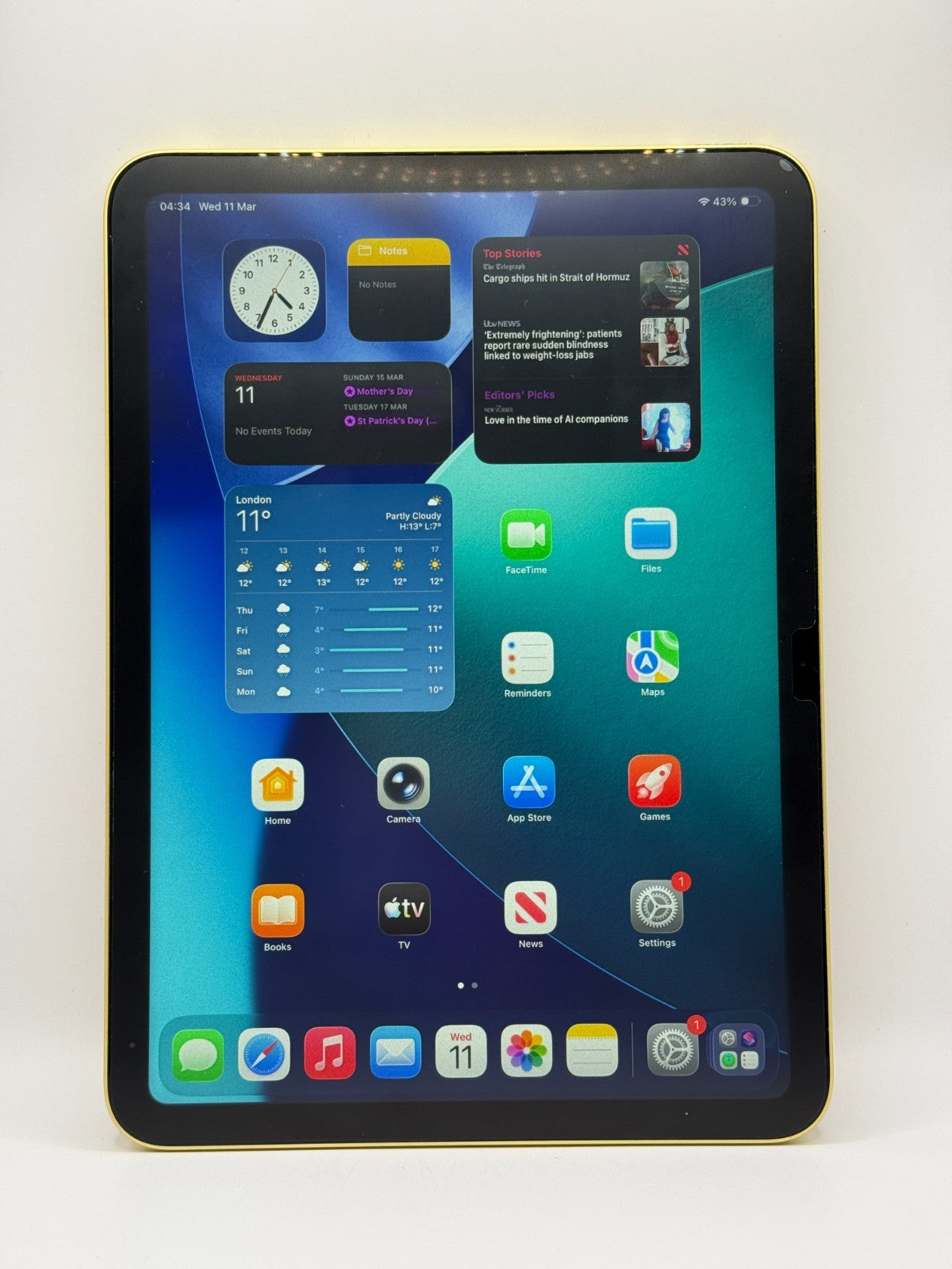 Apple Ipad 10th Generation 64GB Wi-Fi 10.9in Yellow Excellent Condition