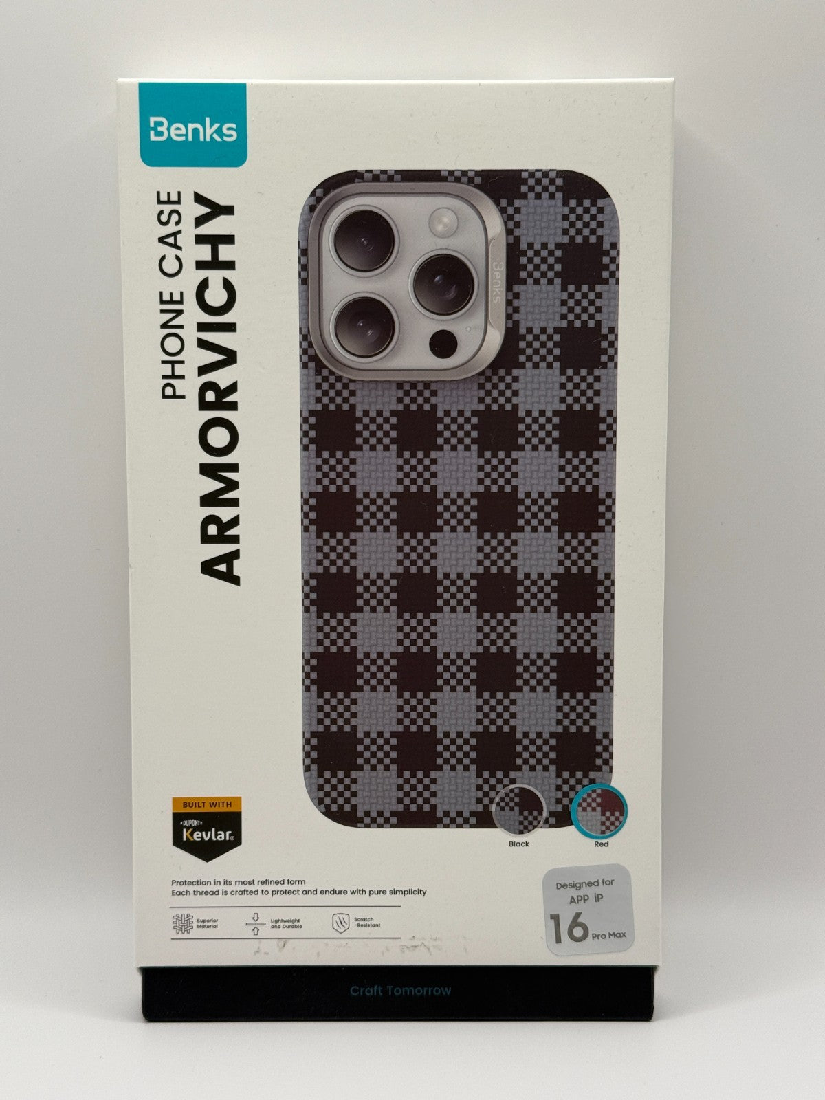 Benks ArmorVichy Kevlar Case Made With Kevlar For Iphone 16 Pro Max Red