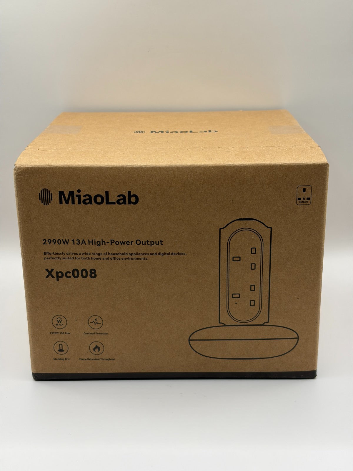 MiaoLab XPC008-UK Tower Power Strip with 6 AC 2990W Brand New Sealed