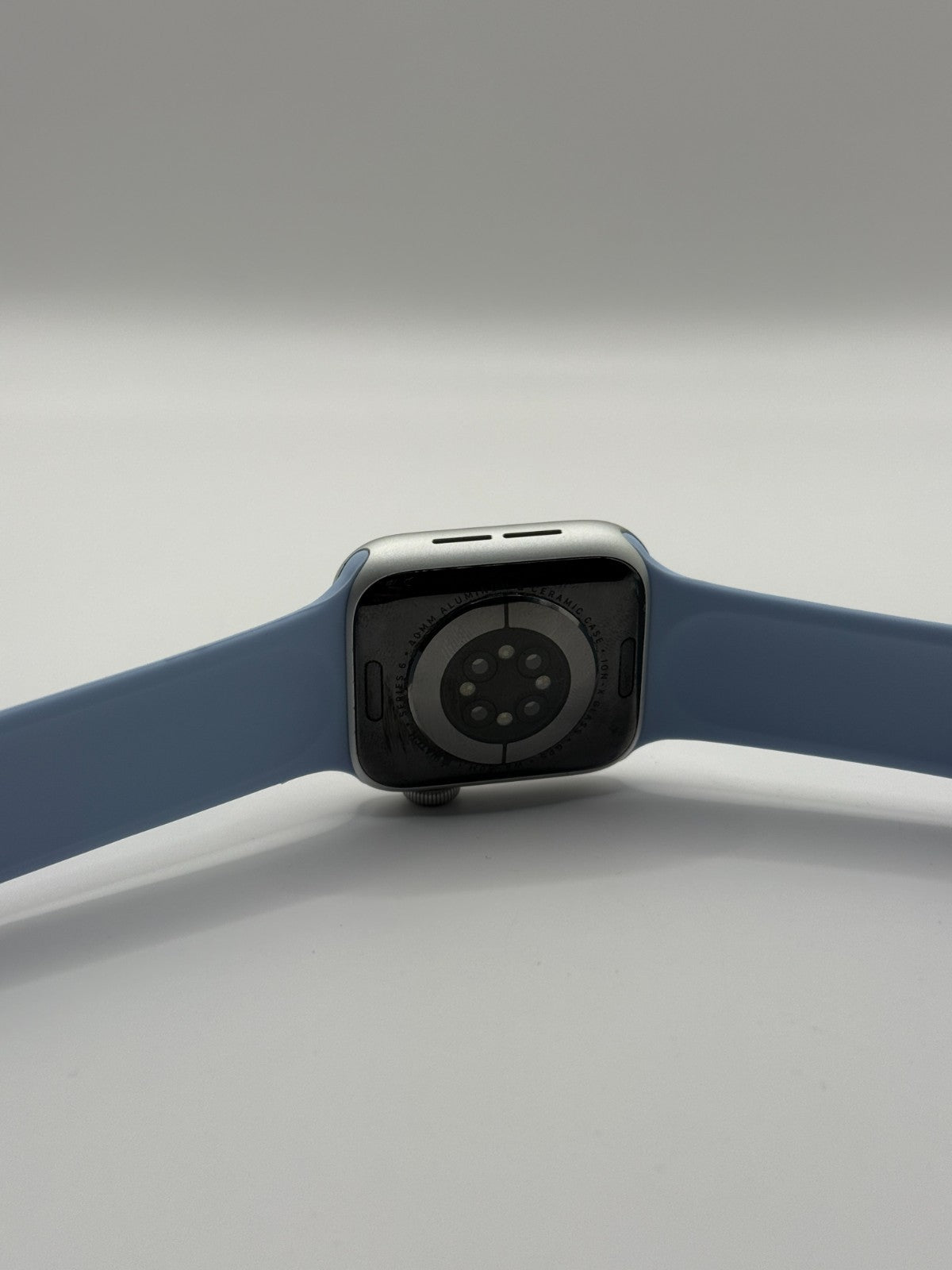 Apple Series 6 40mm Silver Aluminium Case Blue Sport Band 75% Battery