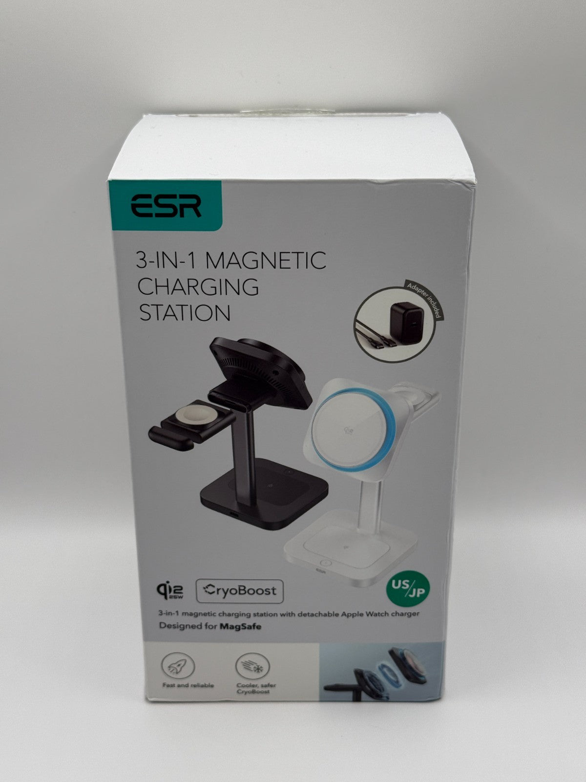 ESR 3 in 1 Wireless Charging Station CryoBoost 25W iPhone Watch AirPods Black
